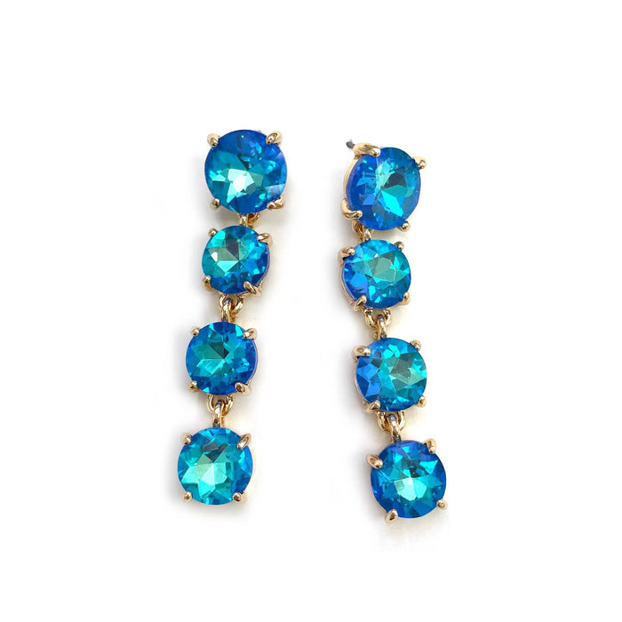Round Cushion Cut Glass Crystal 4pcs Drop Dangle Earrings