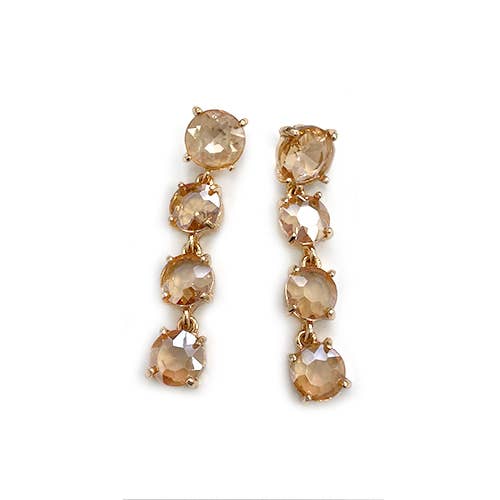 Round Cushion Cut Glass Crystal 4pcs Drop Dangle Earrings