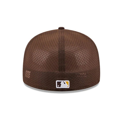 Pictured is this MLB Batting Practice 2026 San Diego Padres 59FIFTY Fitted cap in dark brown. 4
