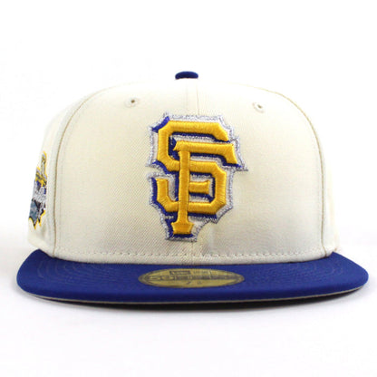 San Francisco Giants Tell It GoodBye New Era 59Fifty Fitted Hat (Chrome Royal Blue Gray Under Brim)