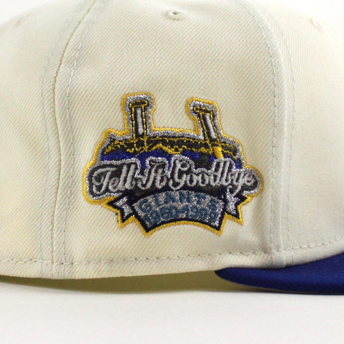 San Francisco Giants Tell It GoodBye New Era 59Fifty Fitted Hat (Chrome Royal Blue Gray Under Brim)