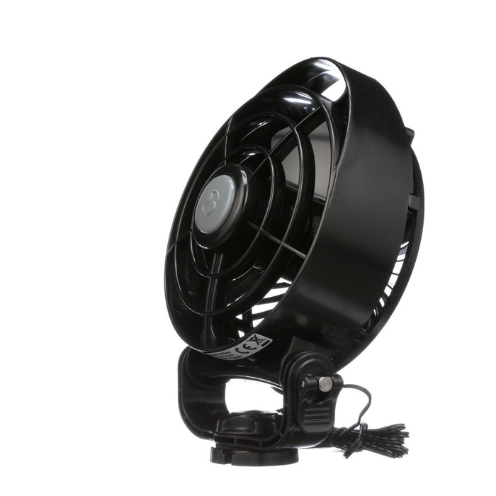 Black portable fan on a white background