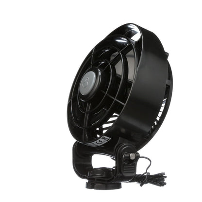 Black portable fan on a white background