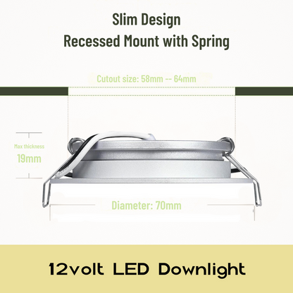 slim silver LED downlight emitting cool white light