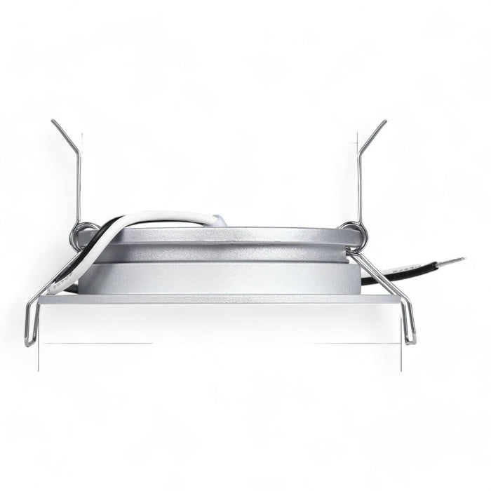 group of silver cool LED downlights displayed simply