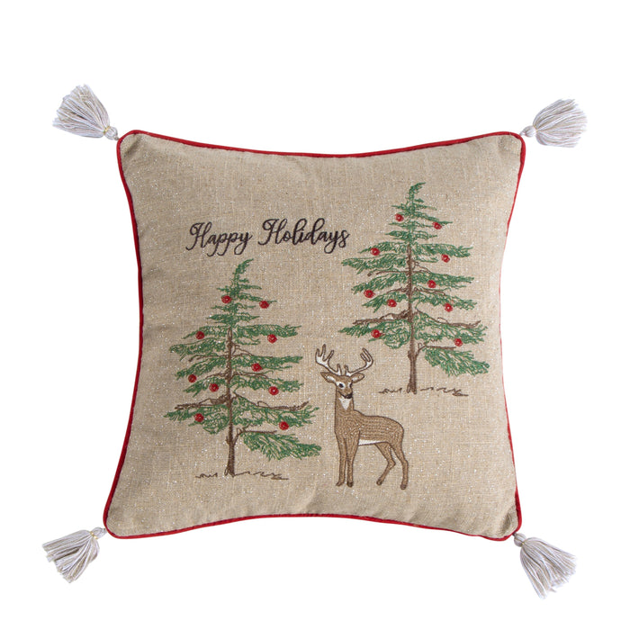 Levtex Home Sleigh Bells Happy Holidays Pillow 18x18" Decorative Pillows