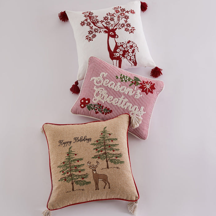Levtex Home Sleigh Bells Happy Holidays Pillow 18x18" Decorative Pillows
