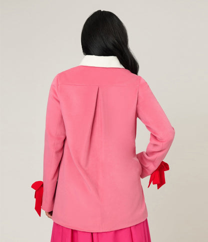Smak Parlour Pink & Red Bows Topper Coat