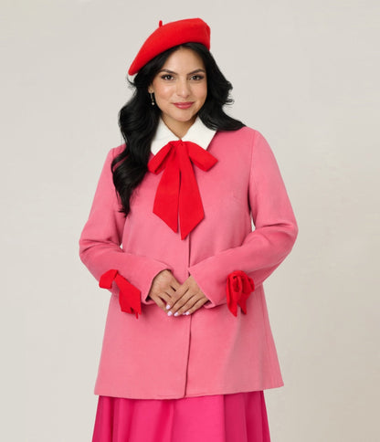 Smak Parlour Pink & Red Bows Topper Coat