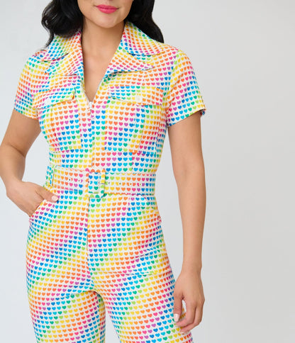 Smak Parlour Rainbow Hearts Flare Jumpsuit