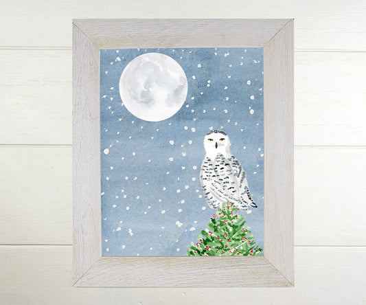 Snowy Owl Christmas Print