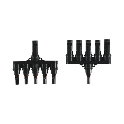 solar 5-to-1 MC4 parallel connectors placed on bench