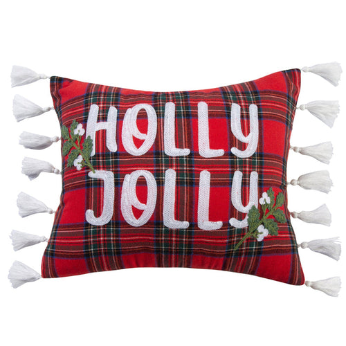 Levtex Home Spencer Plaid Holly Jolly Tassel Pillow Decorative Pillows