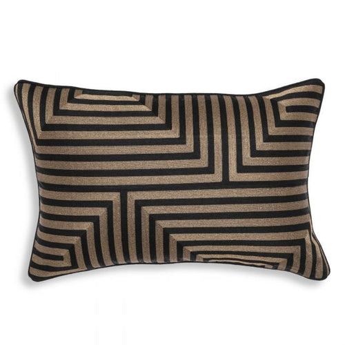 Spray Cushion Black and Gold with Feather upgrade by Eichholtz.-Renaissance Design Studio
