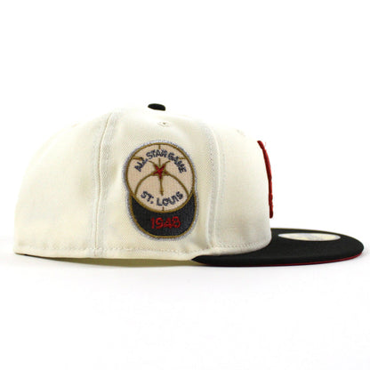 ST. LOUIS BROWNS 1948 All Star Game New Era 59Fifty Fitted Hat (Chrome Black Pinot Red Under Brim)