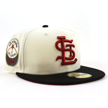 ST. LOUIS BROWNS 1948 All Star Game New Era 59Fifty Fitted Hat (Chrome Black Pinot Red Under Brim)