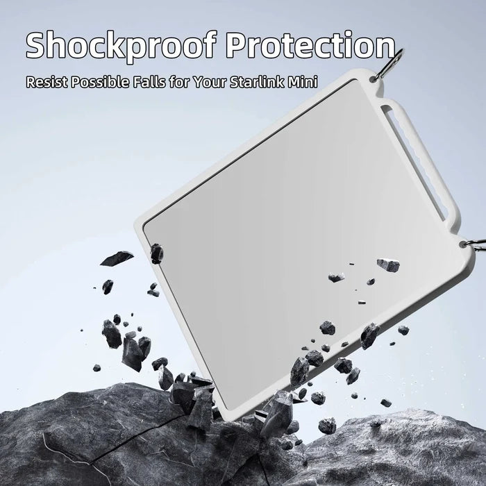 Starlink Mini dish covered with handy protective cap outdoors