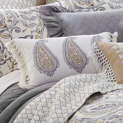 Levtex Home Tamsin Grey Flower Pillow Decorative Pillows