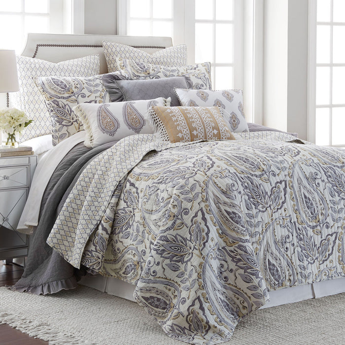 Levtex Home Tamsin Grey Flower Pillow Decorative Pillows