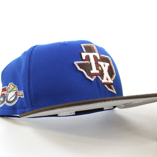 Texas Rangers 50th Anniversary New Era 59Fifty Fitted Hat (Azure Walnut Gray Under Brim)