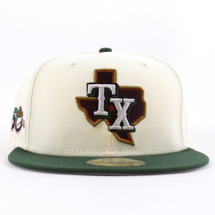 Texas Rangers 50th Anniversary New Era 59Fifty Fitted Hat (Chrome Cilantro Gray Under Brim)