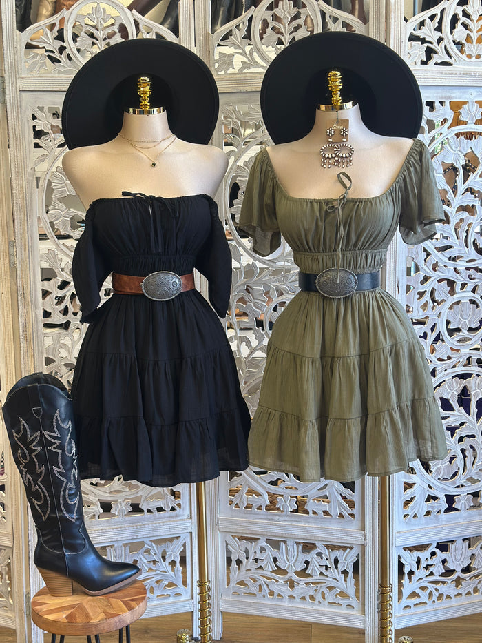 Tiered Flowy Mini Dress - Estira, Stretchy