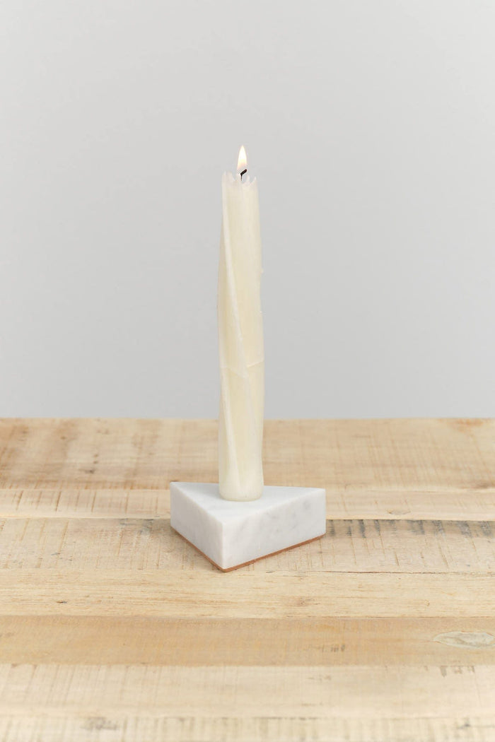 Fort Standard Home Candle Holders Triangle Marble Candle Holder White Carrara / 3.5" L X 3.5" W X 1.25" H