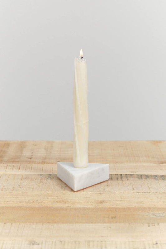 Fort Standard Home Candle Holders Triangle Marble Candle Holder White Carrara / 3.5" L X 3.5" W X 1.25" H