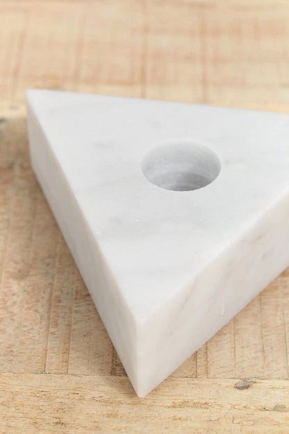 Fort Standard Home Candle Holders Triangle Marble Candle Holder White Carrara / 3.5" L X 3.5" W X 1.25" H