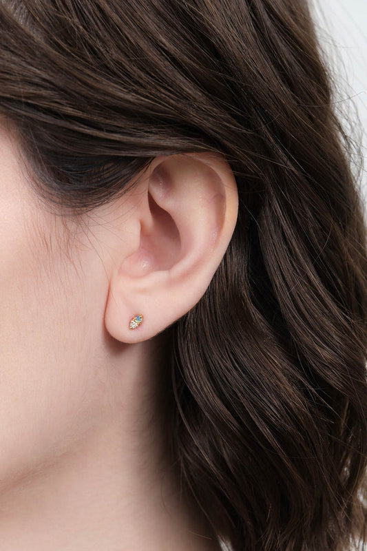WWAKE Jewelry Earrings Two Step Earring Opal and White Diamond