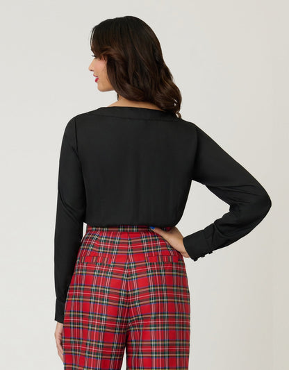Unique Vintage Black Long Sleeve Blouse