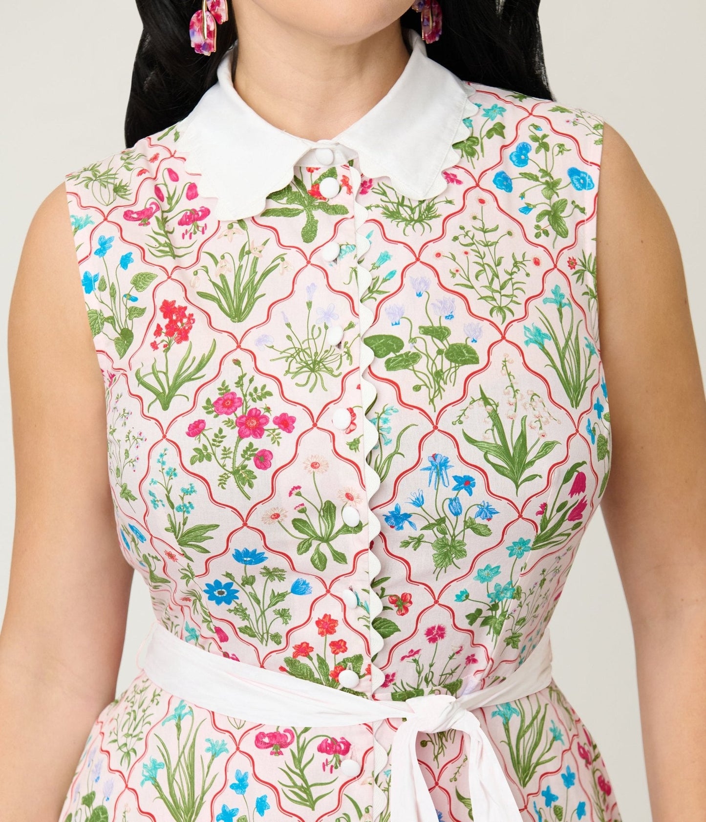 Unique Vintage Floral Diamond Darlene Swing Dress