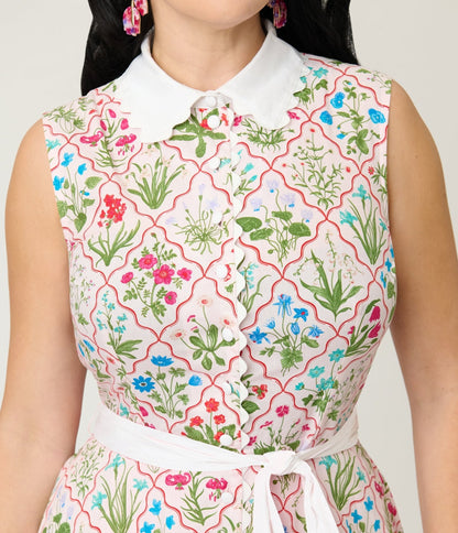 Unique Vintage Floral Diamond Darlene Swing Dress