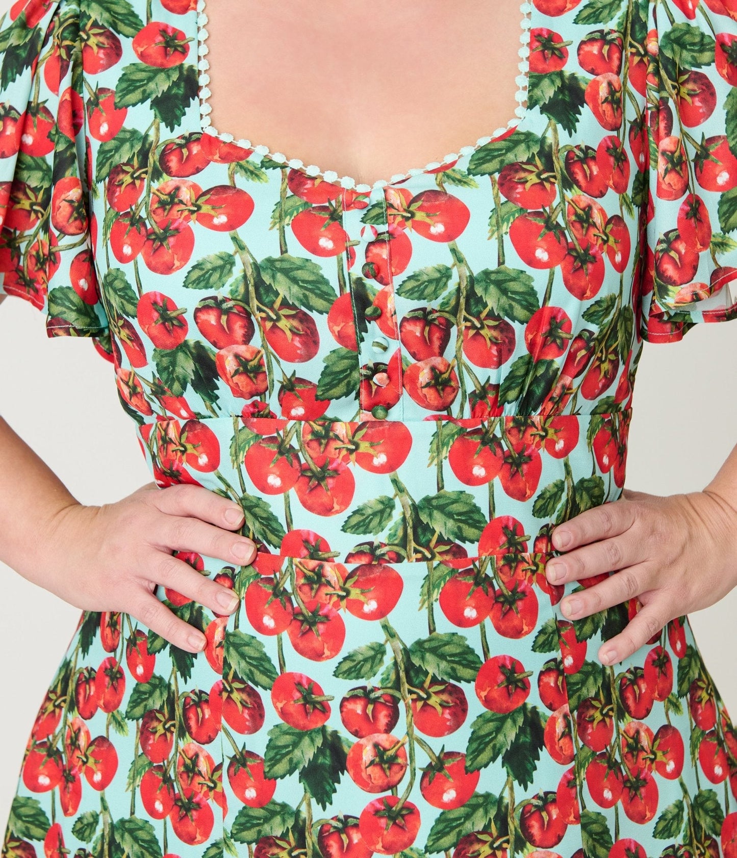 Unique Vintage Plus Size Cherry Tomato Midi Dress