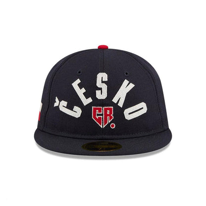 Pictured is this WBC Classical Script Czech Republic Retro Crown 59FIFTY Fitted cap in navy. 3