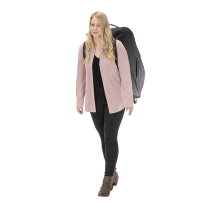 Wheeled Car Seat Travel Pack - woman carrying pack on back