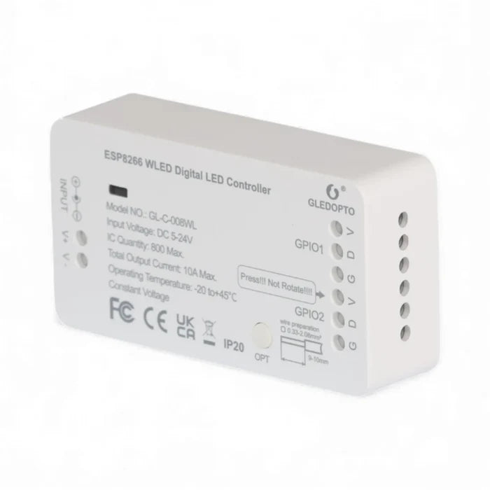 close-up of WLED LED controller with terminals