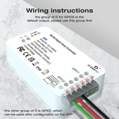 WLED controller powering addressable LED strip