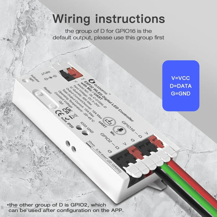 WLED Pro smart controller with status LEDs illuminated