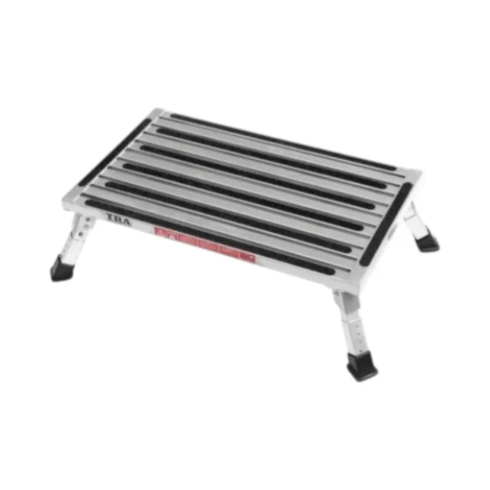 Portable XL step with adjustable legs for stable and level entry