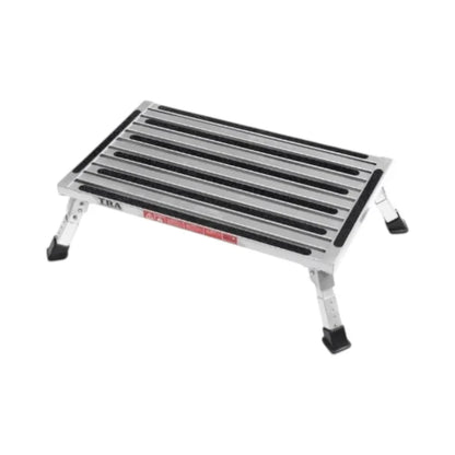 RV extra large folding step with adjustable height legs