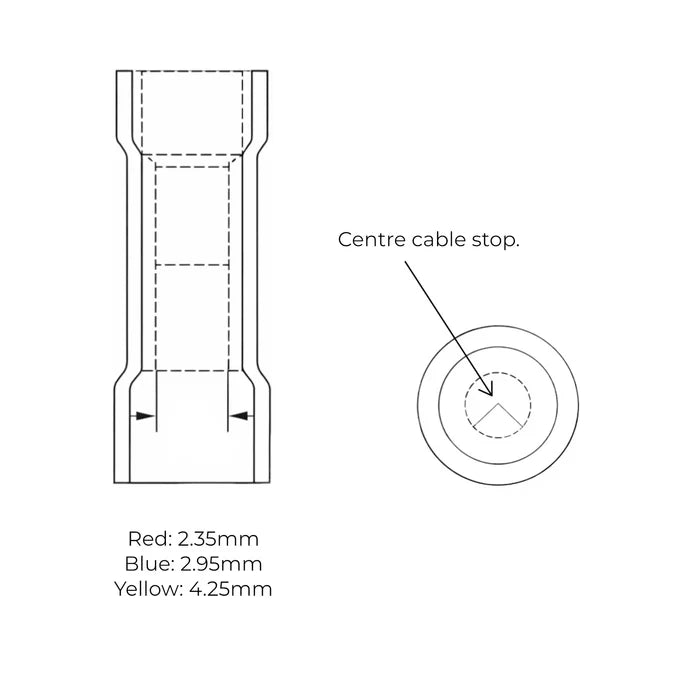 Red blue yellow vinyl nylon heat shrink insulated butt splice connector (100 pack) for caravan, rv, and campervan 12v wiring joins